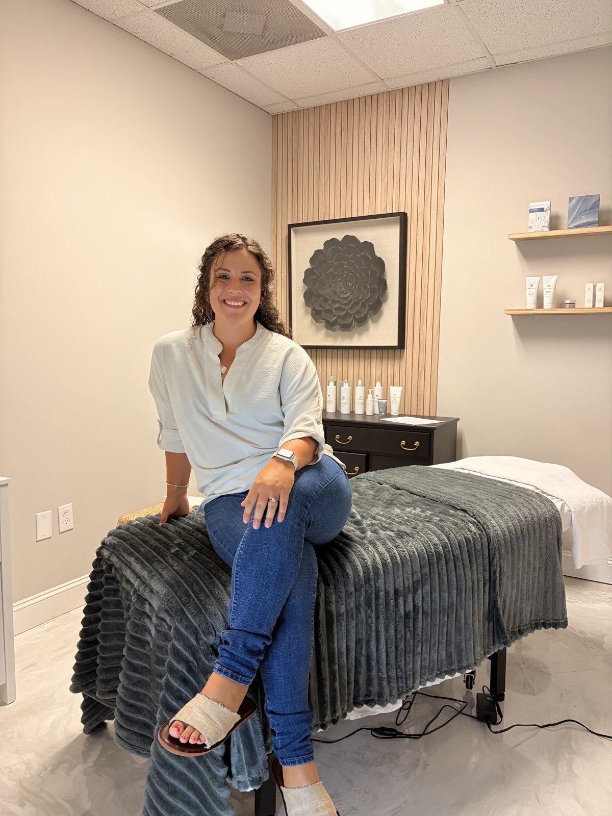 Adrianna Harms in the Grace & Glow Aesthetics treatment room